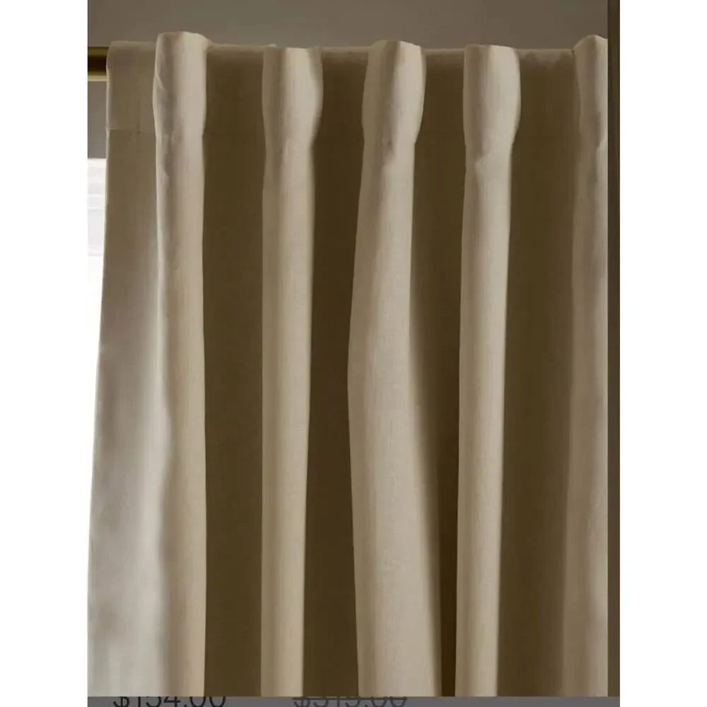 Quince European Linen True Blackout Curtain Single Panel Ivory 96x96 New